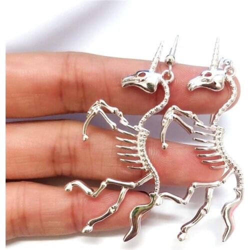 New Hot Punk Unicorn Earrings Unicorn Horse Pendant Skeleton Drop Dangle Earrings Wholesale Fashion Jewelry For Women Party
