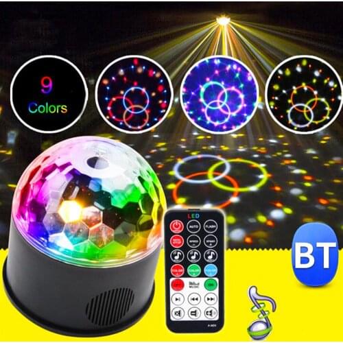 New Voice Control Bluetooth MP3 Player Crystal Magic Ball Remote Control 9 Colors Digital RGB Disco Balls Lights Stage Light