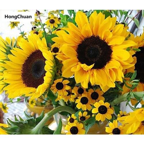 New Sunflower Scenery Canvas Art Square Round Diamond Painting Cross Stitch Mosaic Home Decoration Mural New Year Gift