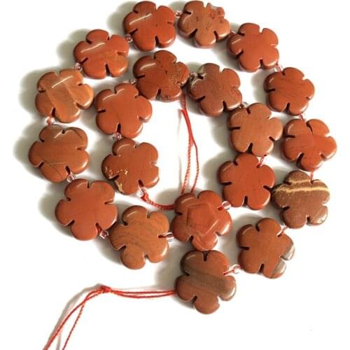 Wholesale 1string of 15.5“ Natural Red Jaspe r 20mm Flower Beads, Gem stone Loose Beads for jewelry making