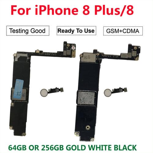 Original for iPhone 8 Plus Motherboard With /without Touch id Black Gold White Mainboard iCloud Free Logic boards 64GB 256GB