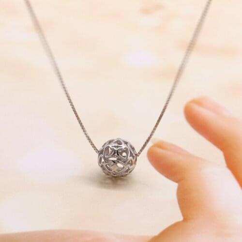 Fashion 100% 925 sterling silver Necklaces Women & Girl Hollowed-out ball pendant Choker Necklace Charm Jewelry Party Gift