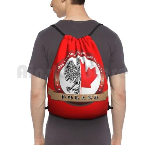 Polish Canadian Backpack Drawstring Bag Riding Climbing Gym Bag Poland Polska Polski Polish Canadian Kanuck Canuck Canada