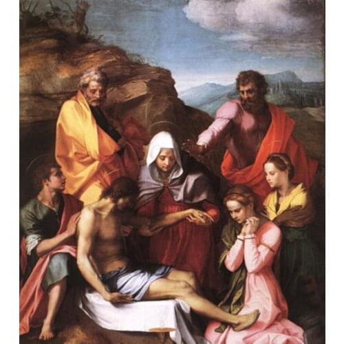 Religious Oil Painting on Canvas for Home Decor The Death of Christ with Virgin Madonna St. John Figure Art Handmade