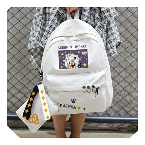 Anime Genshin Impact Paimon Backpack School Bag Laptop Bag Shoulders Bag Student Creativity knapsack High Capacity Gifts