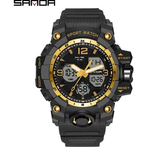 SANDA New Fashion Trend Outdoor Sports Shockproof Men and Women Multifunctional Waterproof Double Luminous Electronic Watch