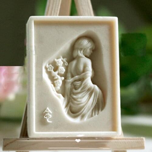 Grainrain Craft Girl Silicone Soap Mold Rectangle Handmade Soap Mold DIY Candle Resin Mold