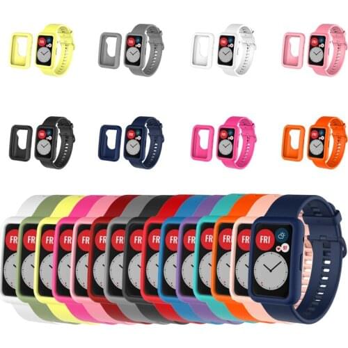 Silicone Soft Edge Protector Case Shell Sleeve Frame Protective Bumper Cover For Huawei Watch Fit Watchband Strap Band Wristband