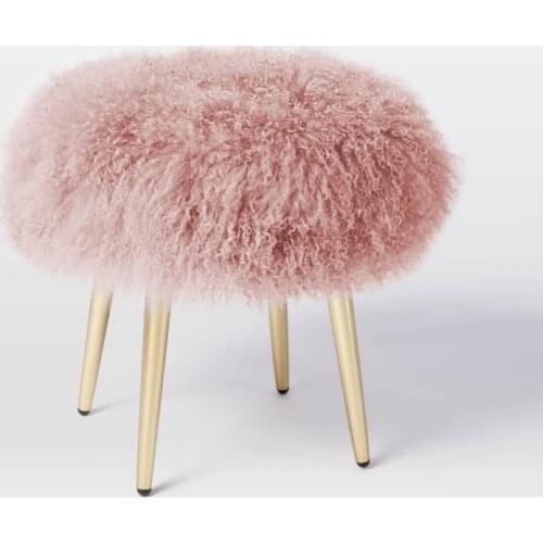 Nordic modern minimalist beach wool stool stainless steel bedroom dressing stool sofa change shoe bench