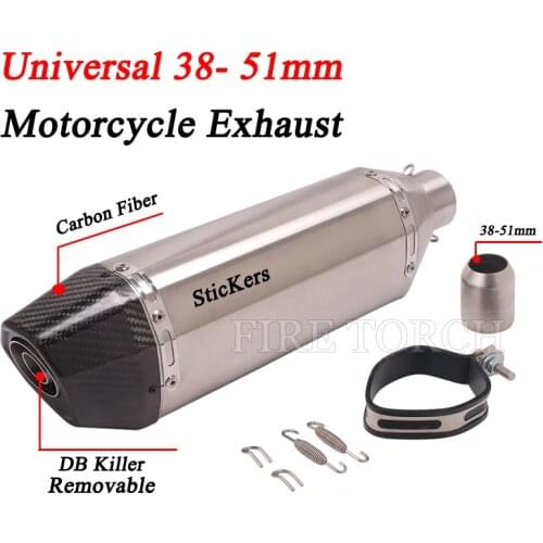 Universal 51mm Motorcycle Exhaust Pipe Escape Modified Carbon Fiber Muffler DB Killer For CBR500 Ninja Z900 KTM390 MT-03 NC700