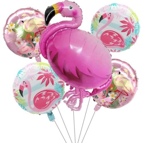 5pcs/set Hawaii Flamingo Party Decorations Balloon Birthday Party Summer Beach Party Tropical Balloon Aloha Air Balls Supplies