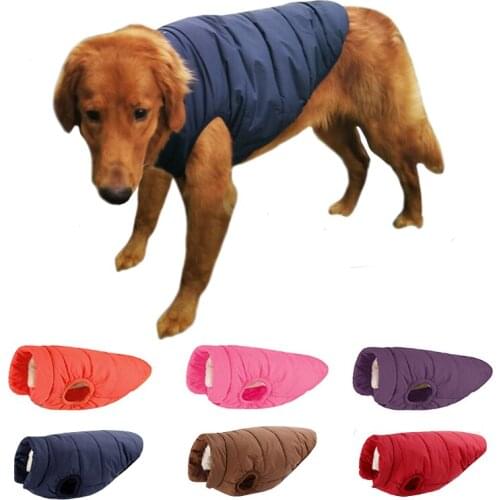 Winter Dog Clothes for Big Dogs Vest Jacket Coat Thicken Warm Cotton Cloth With Small Medium Large Labrador Outdoor Pet Costumes