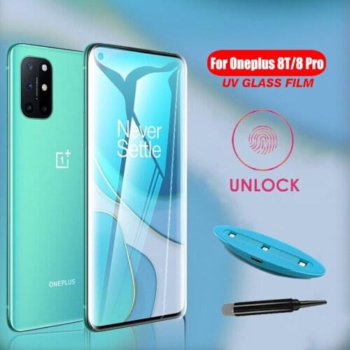 1/2 PCS UV Tempered Glass For Oneplus 8T Full Liquid Glue Front Screen Protector For Oneplus 8 Pro 1+8T 8 Pro UV Glue Glass