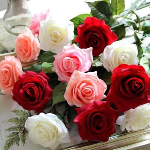 10 head Decor Feel moisturizing Rose Artificial Flowers Silk Flowers Floral Latex Real Touch Rose Wedding Bouquet Home Party Des