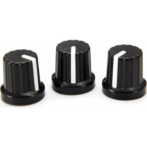 10pcs Plastic Volume Control Potentiometer Knob Cap Mayitr 6mm Shaft Hole Black For Potentiometer