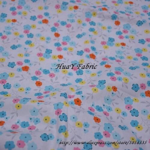 160CM Width White Fabric Small Floral Flowers Printed 100% Cotton Fabric For Handmade Patchwork Tecido