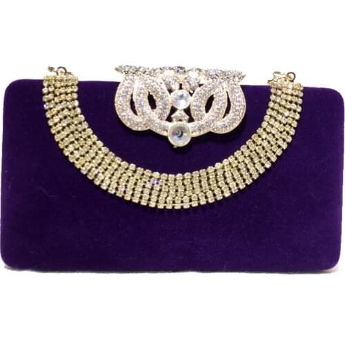 18x10CM Large Crown U-shaped Diamond-studded Banquet Bag Velvet Dinner Bag Women Cheongsam Bag Bridal Handbag a6804