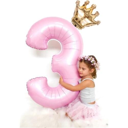 2PCS/lot 32inch Number Foil Balloons Digit Air Ballon Kids Birthday Party Wild One Decorations Figure 30 Ans Decoracao Coroa