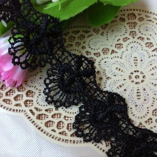 20yards / lot 3cm wide black water soluble polyester lace fabric decoration garment accessories lace trimmings and fabric