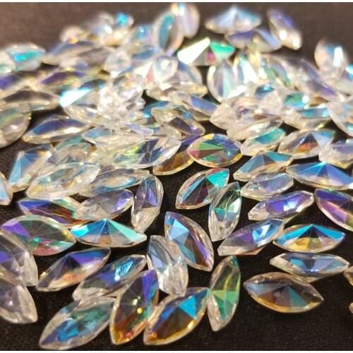 20Pcs/Pack Nails Art Decorations Glitter 4mm Clear Sharp Bottom Resin AB Color Diamonds Jewelry 3D Nail Crystal Rhinestones JZ09