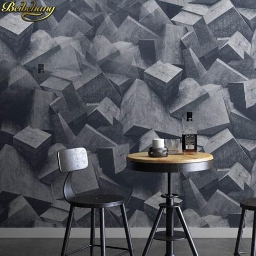 Beibehang 3d stereo vintage cement gray geometric abstract wallpaper bar coffee KTV personality wall paper roll home improvement