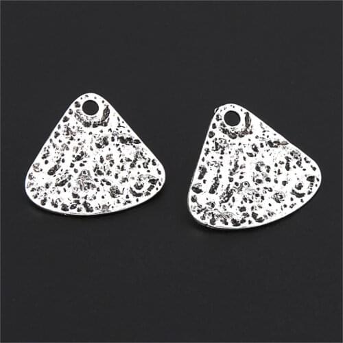 5Pcs Silver Color Irregular Triangle Piece Charms Making Earrings Pendant Settings Collier Jewelry 21X23mm A3220