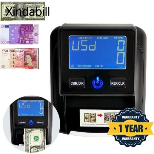 Aibecy Portable Banknote money Detector Banknote Cash Counter Using UV/MG/IR/DD Test Detector Counterfeit Currency Detector