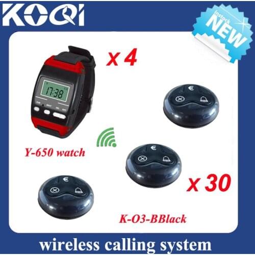 Free shipping 433.92mhz Restaurant service equipment Wireless Bell Buzzer System, watch pager Y-650 with waterproof transmitter