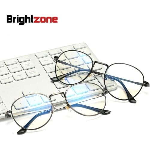 Brightzone Vintage Blue Light Frame Round Glasses Clear Men Eyewear Accessories European Acrylic Computer Screen Protector Tmall