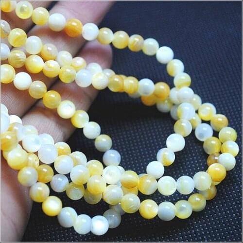 66pcs nature yellow lips shell loose beads round ball shape seawater shell beads size 6mm new colors for your choice