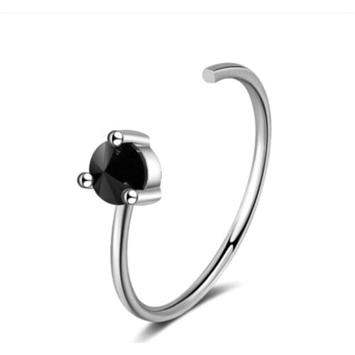 Black zircon opening black gold cold wind wild simple trend design sense silver plated rings SA004