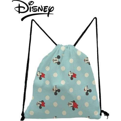 Disney Mickey Minnie Backpack Child School Bag Mini Casual Storage Bag High Quality Party Swim Blue Drawstring Bag Soft Back Bag