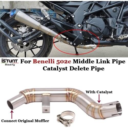 For Benelli 502c Motorcycle Exhaust Modified Stainless Steel With Catalyst Middle Link Pipe Catalyst Delete Pipe
