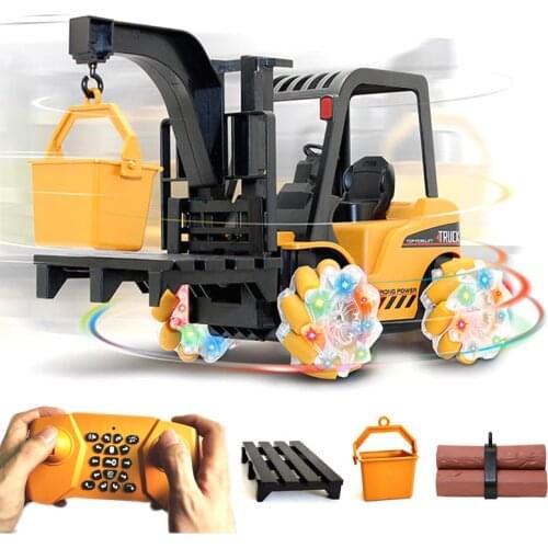 2.4Ghz 21 Channel RC Excavator Toy Truck Engineering Car Alloy Plastic Remote Control Forklift Crane RTR For Kids Christmas Gift
