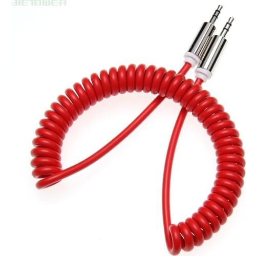 300pcs Red Blue 3.5mm Stretch Elastic Retractable Aux Cable Mobile Phone Audio Cable Male to Male Spring Cable for Sumsung Car