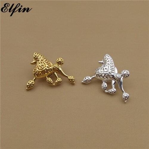 Elfin Wholesale Poodle Brooches Gold Color Silver Color Trendy Poodle Dog Brooches Jewellery Men