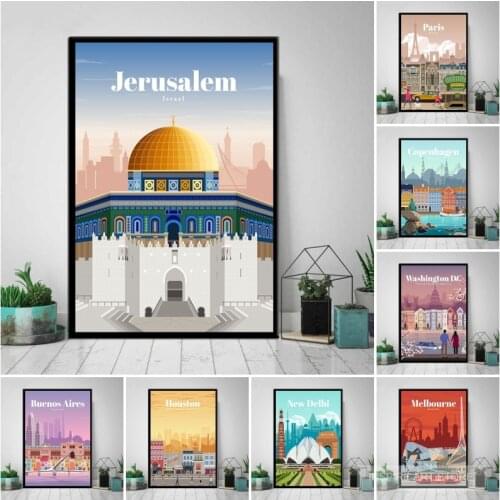 Dubai Toronto Paris City Map Vintage Retro Travel Classic Canvas Paintings Posters Wall Art Pictures for Home Living Room Decor