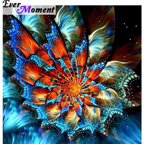 Ever Moment Diamond Painting Orange Blue Flower Star Full Square Drill Wall Decoration Cross Stitch Diamond Embroidery ASF1612