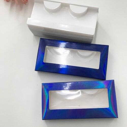 Eyelashes box holographic blue lashes packing custom logo wholesale lashes packing