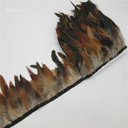 Wholesale 10 Yards natural Chicken Rooster Tail Feather Trims Ribbon 13-18CM Strip for Dress Skirt Clothing Wedding Decoration
