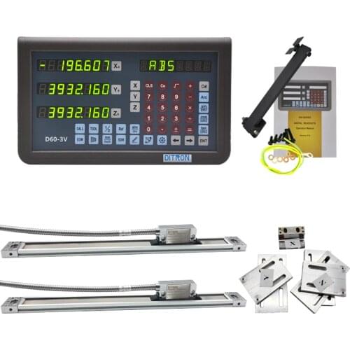 Ditron Magnetic Scale DRO 3 AXis D60 Model with 2pcs IP67 Magnetic Scale 0-1100mm for Lathe Machine