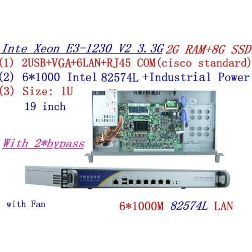 Routeros winbox 1U server with six intel PCI-E 1000M 82574L Gigabit LAN Inte Quad Core Xeon E3-1230 V2 3.3Ghz 2G RAM 8G SSD