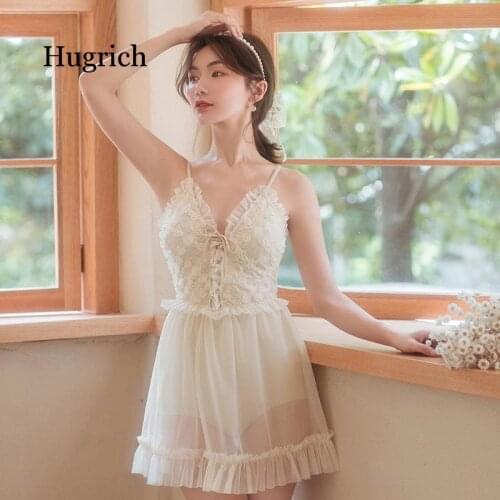 2021 New Korean Style Lace Sexy Slim Summer Beach Swimming Dress for Grils