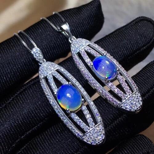 Opal Pendant Fahsion Natural Opal Necklace 925 Sterling Silver For Men or Women Party Jewelry
