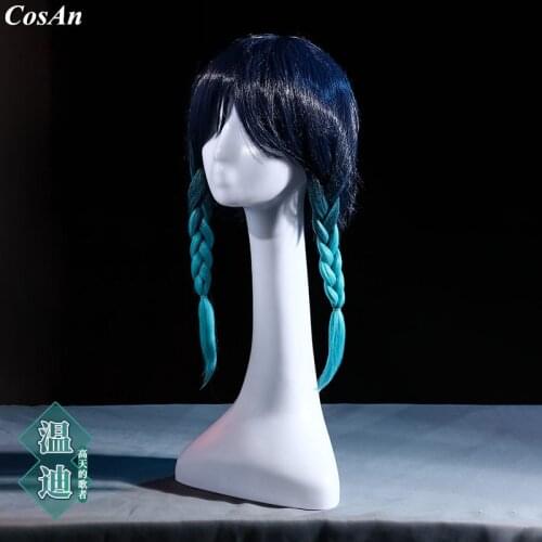 The High Quality Wigs Game Genshin Impact Venti Cosplay Fashion Cute Double Ponytail Unisex Carnival Party Role Play Accessories