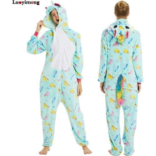 NEW Winter Adults Pajamas Kugurumi Animal Sleepwear Onesies Cartoon Pijama Unicornio Flannel Long Sleeve Unisxe Patry Jumpsuits