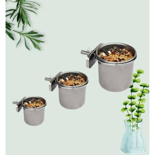 Pet Birds Hanging Cage Bowl Dish Cup Anti-turnover Stainless Steel Feeding Food Drinking Feeder for Parakeet Lovebird
