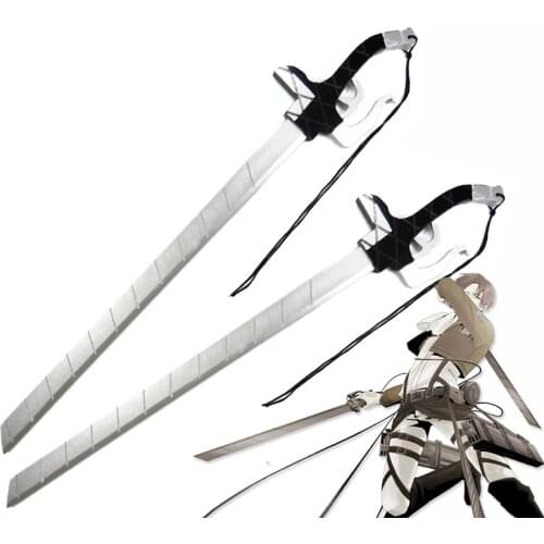 Anime Attack on Titan Shingeki No Kyojin Eren Yeager Cosplay Props Wooden Sword Weapons Gun Handle Twin Sword for Halloween