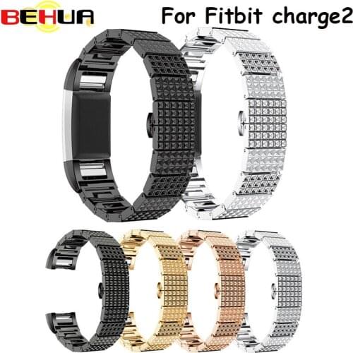 Embossing Band For Fitbit Charge 2 Metal Stainless Steel Strap For Charge2 Band Smart Bracelet Replacement Watches Bands Straps