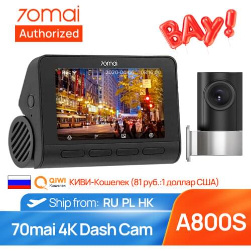 In-Stock 70mai Dash Cam 4K A800S Built-in GPS SONY IMX415 140FOV ADAS Support 24H Parking Surveillance via 70mai Hardwire Kit